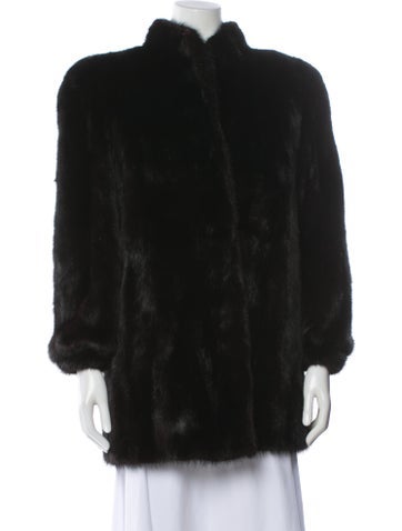 Pre-owned Saga Mink Mink Faux Fur Coat In Black