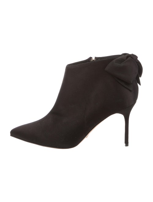 Sarah Flint Satin Pointed-Toe Booties Black