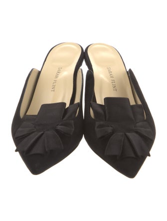 Sarah Flint Suede Bow Accents Mules
