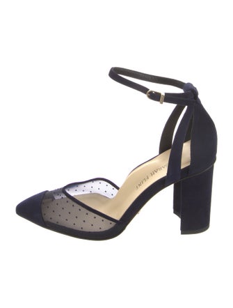 Sarah Flint Suede Polka Dot Print D'Orsay Pumps