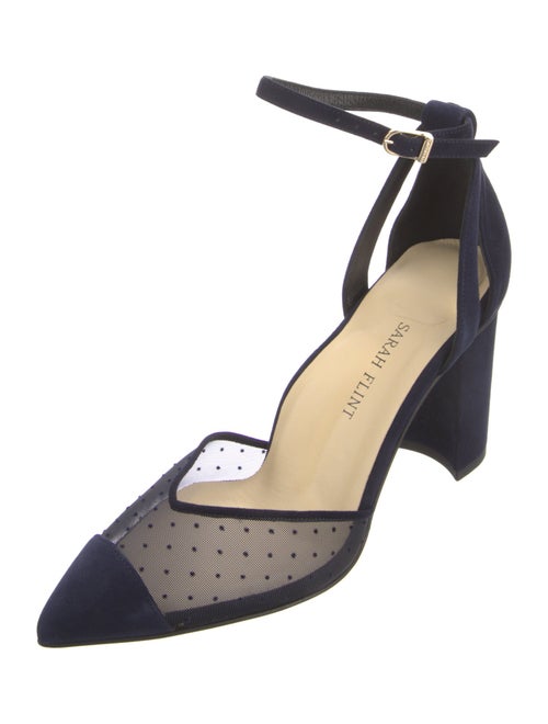 Sarah Flint Suede Polka Dot Print D'Orsay Pumps