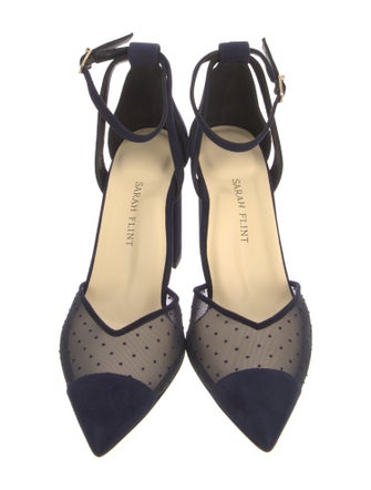 Sarah Flint Suede Polka Dot Print D'Orsay Pumps