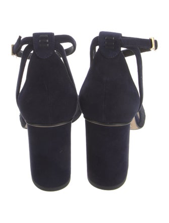 Sarah Flint Suede Polka Dot Print D'Orsay Pumps