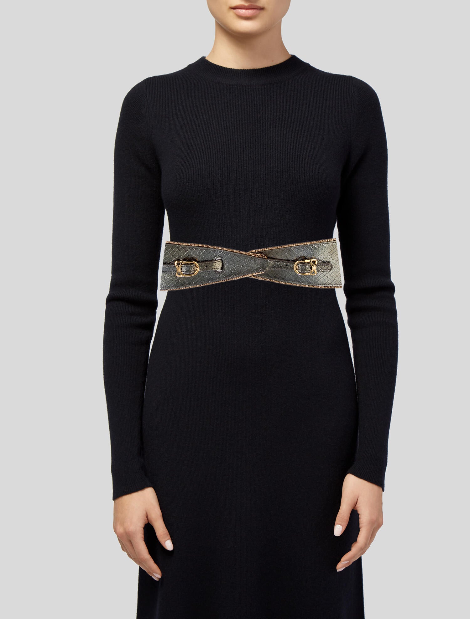 Sarah Flint Wide Snakeskin Waist Belt w/ Tags