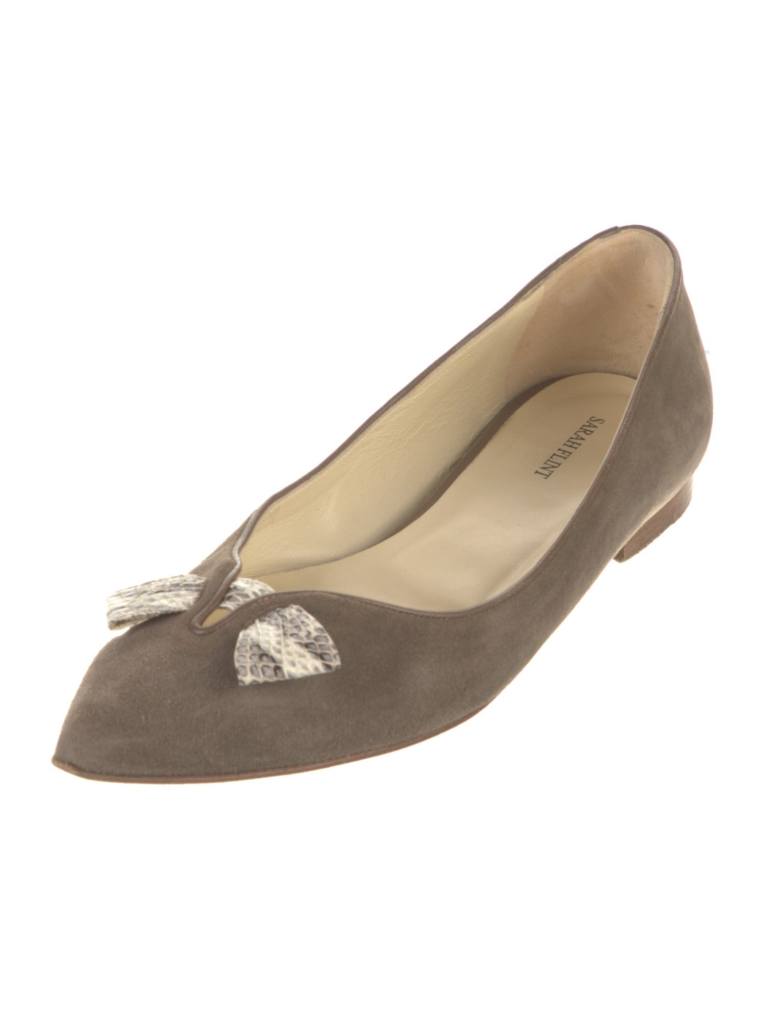 Sarah Flint Suede Bow Accents Flats