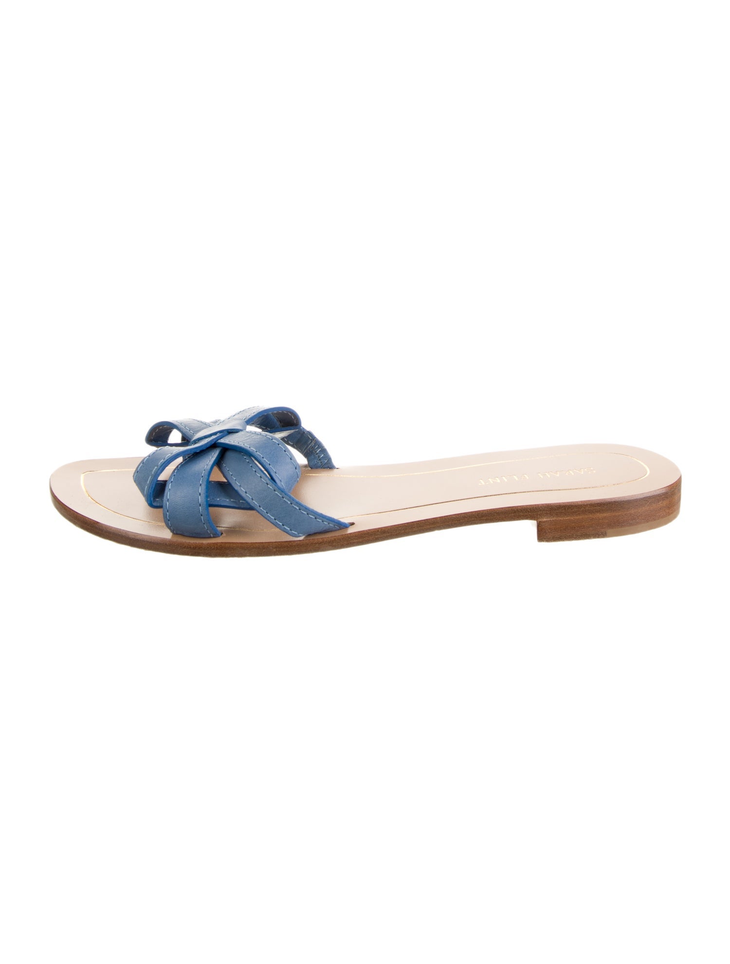 Sarah Flint Leather Bow Accents Slides
