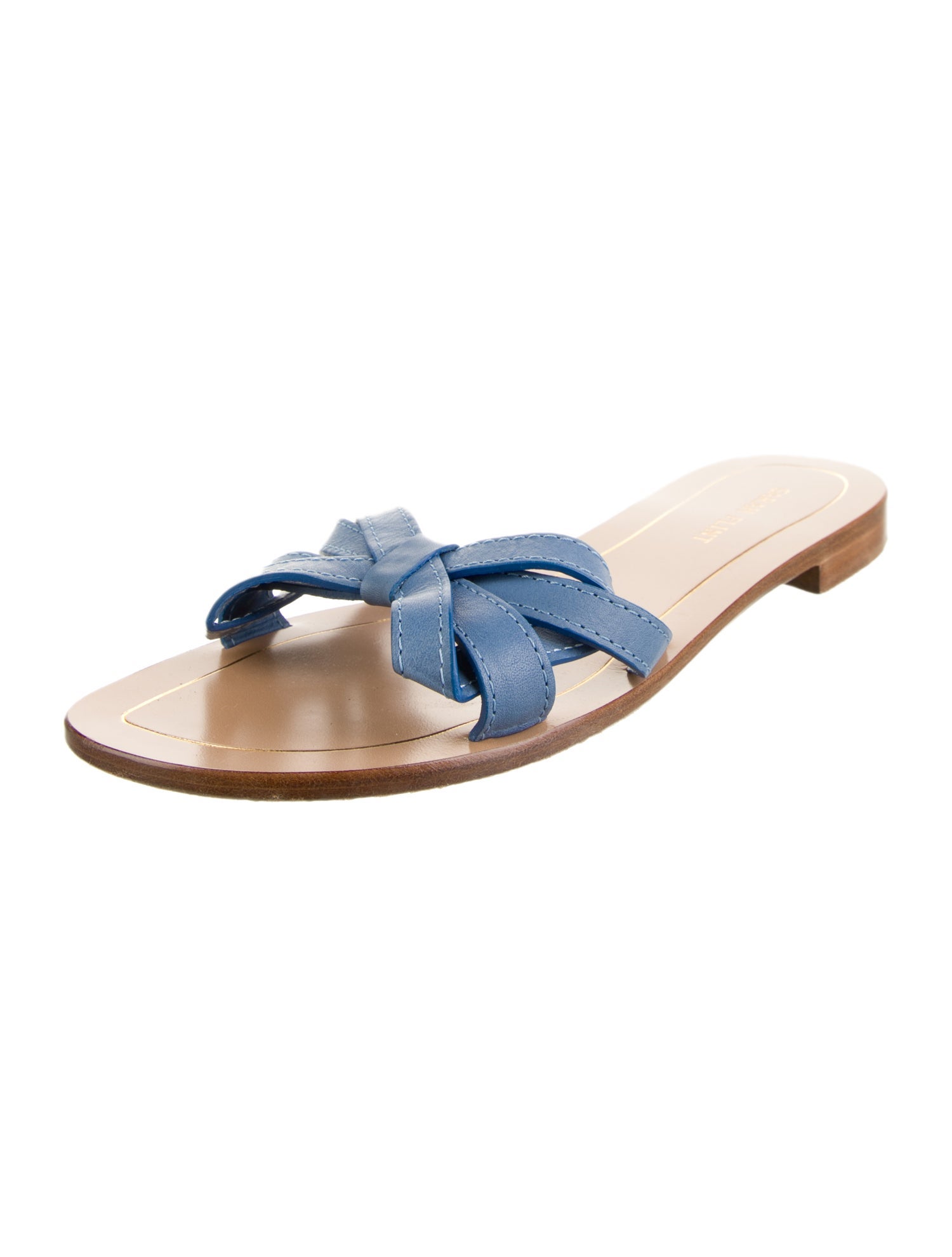 Sarah Flint Leather Bow Accents Slides