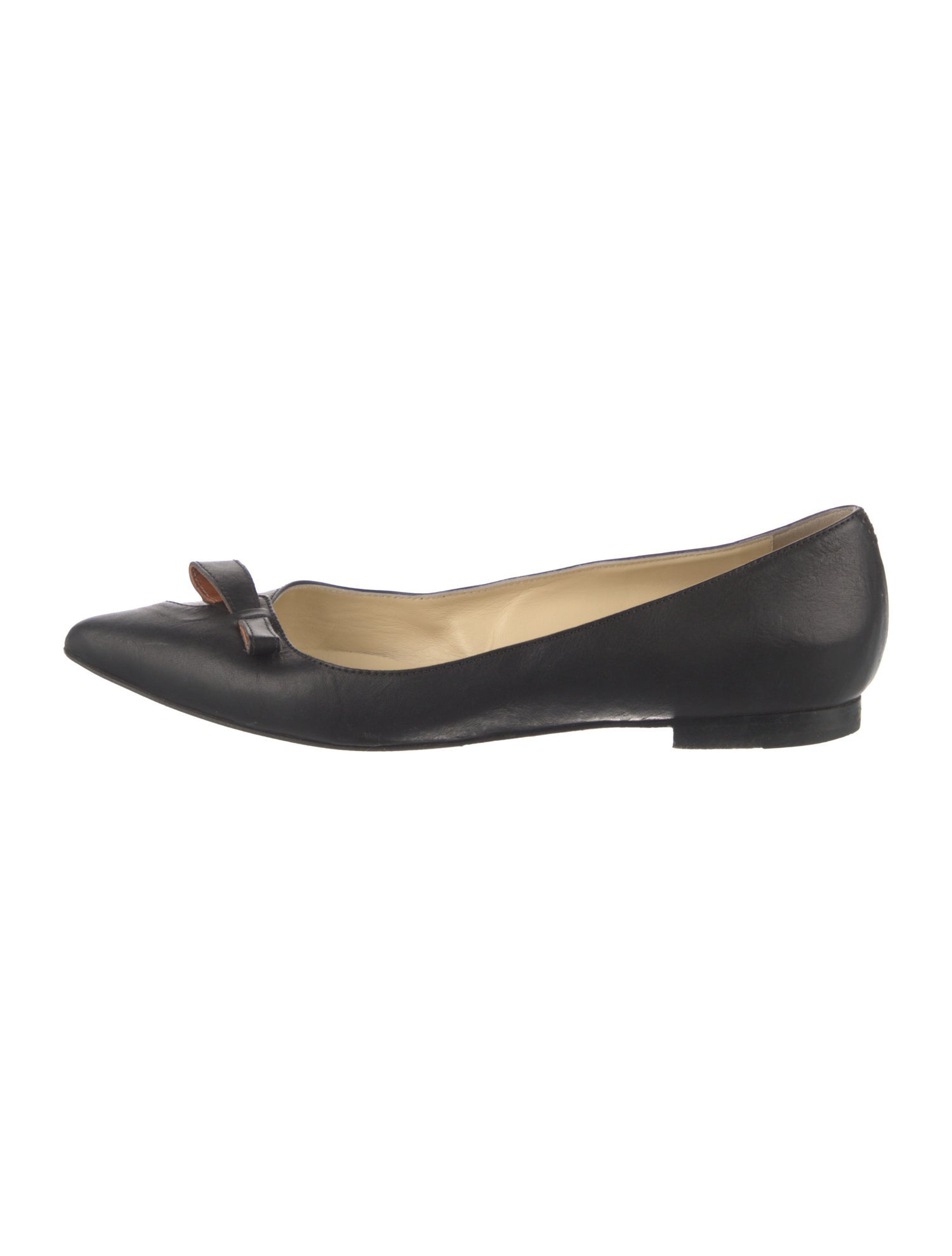Sarah Flint Leather Bow Accents Ballet Flats