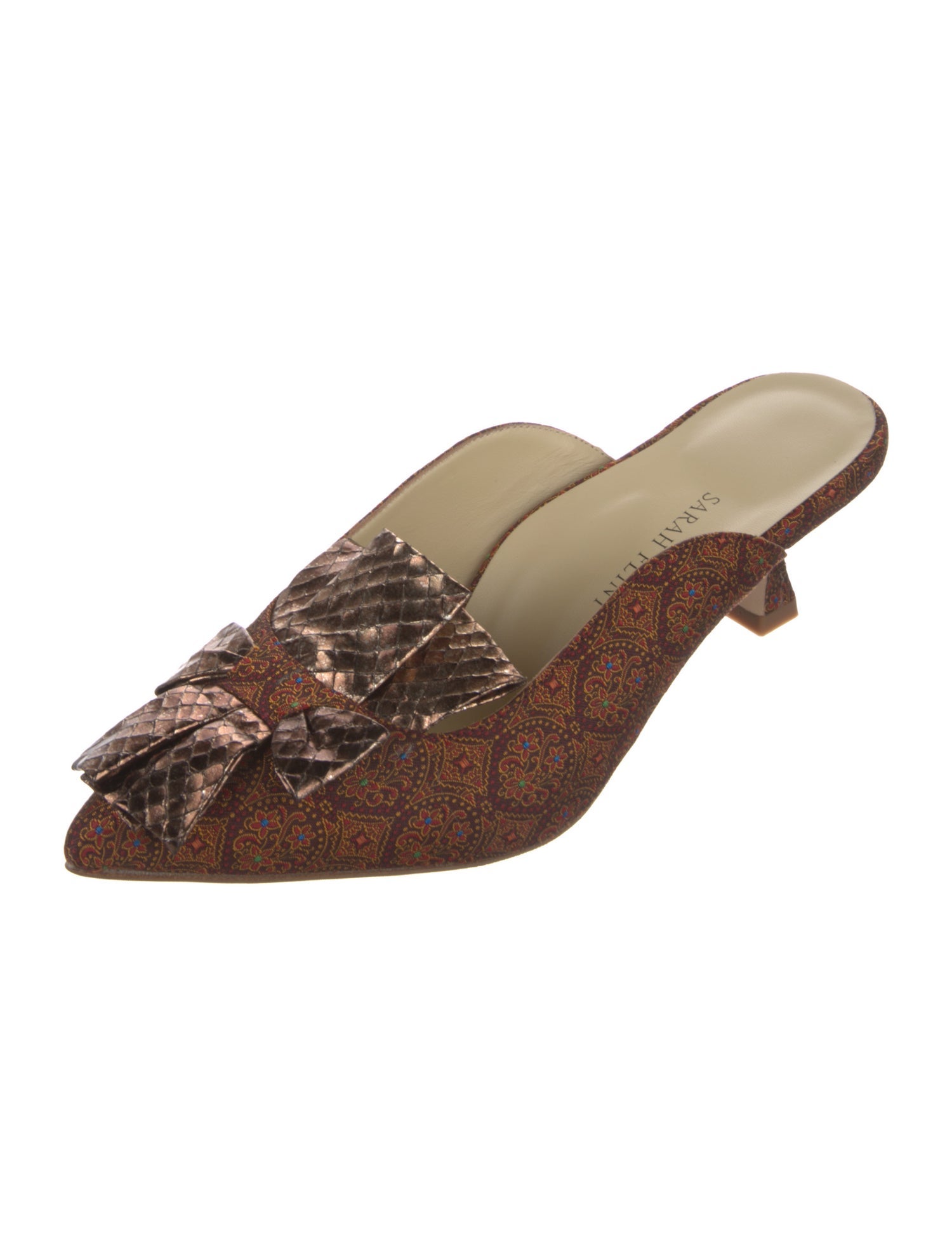 Sarah Flint Printed Bow Accents Mules