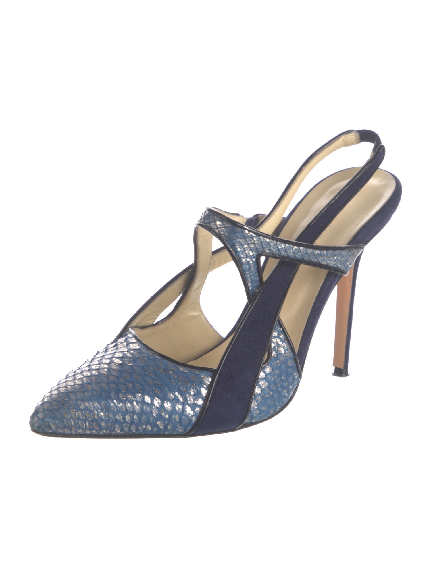 Sarah Flint Suede Printed Slingback Pumps