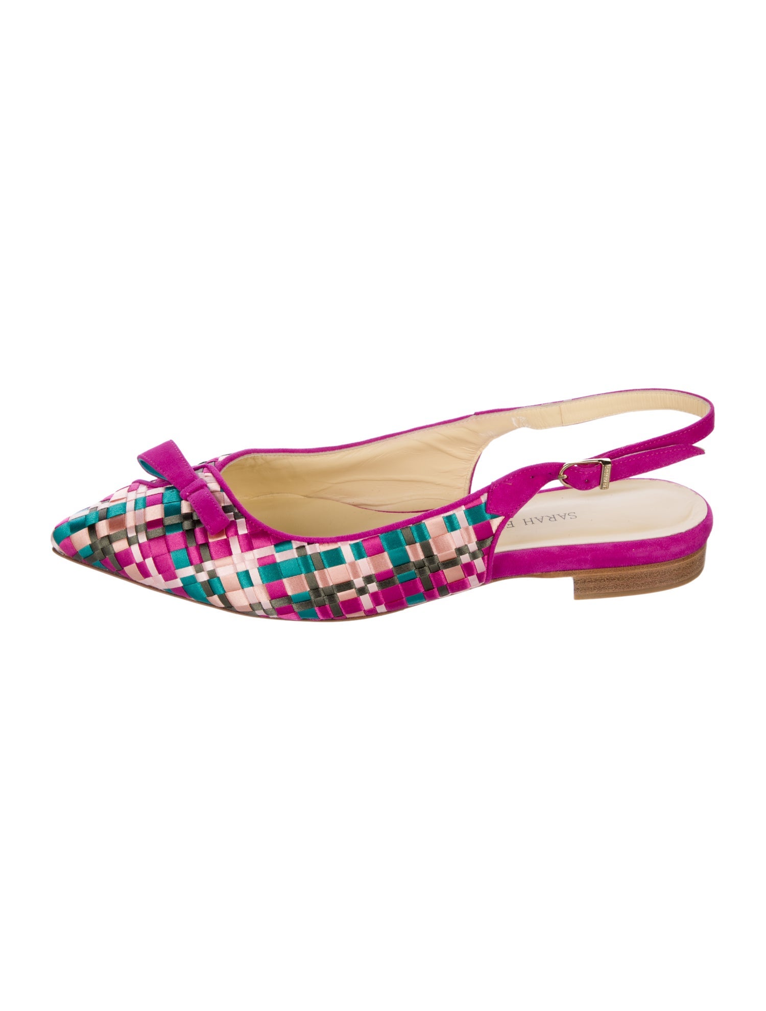 Sarah Flint Printed Bow Accents Slingback Flats