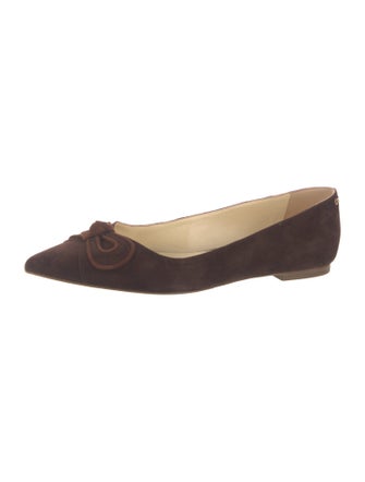 Sarah Flint Suede Bow Accents Ballet Flats