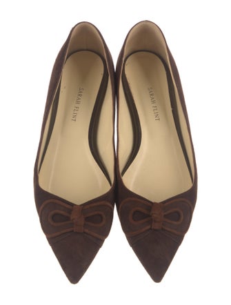 Sarah Flint Suede Bow Accents Ballet Flats