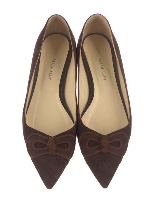 Sarah Flint Suede Bow Accents Ballet Flats