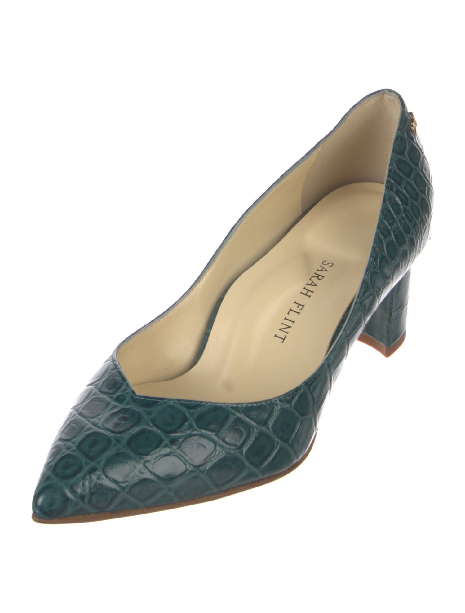 Sarah Flint Embossed Leather Pumps w/ Tags