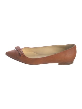 Sarah Flint Leather Bow Accents Ballet Flats