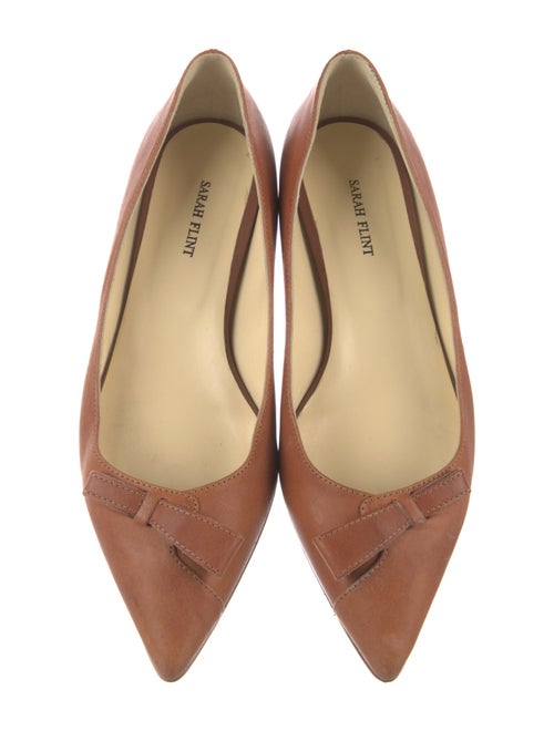 Sarah Flint Leather Bow Accents Ballet Flats