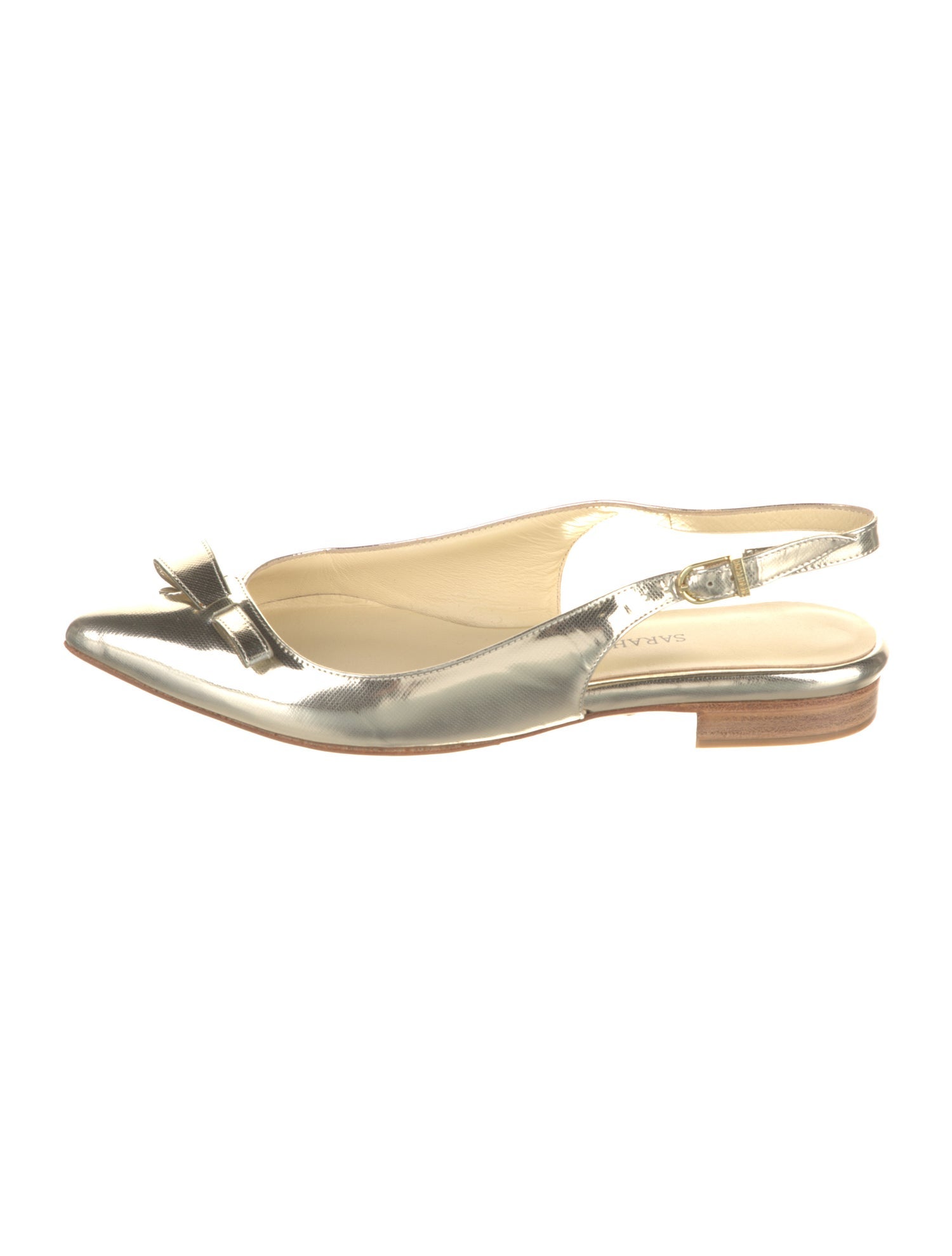 Sarah Flint Leather Bow Accents Slingback Flats