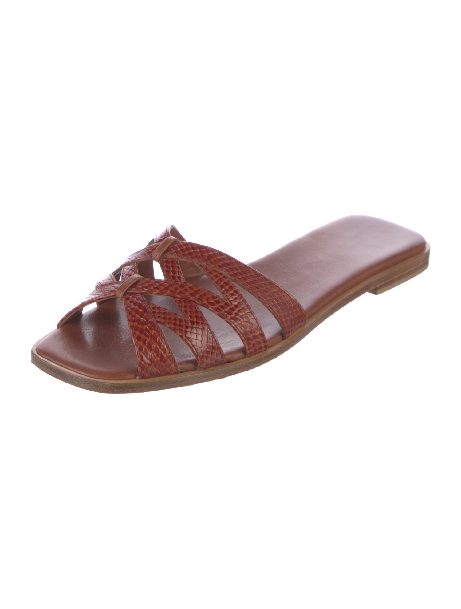 Sarah Flint Embossed Leather Cutout Accent Slides