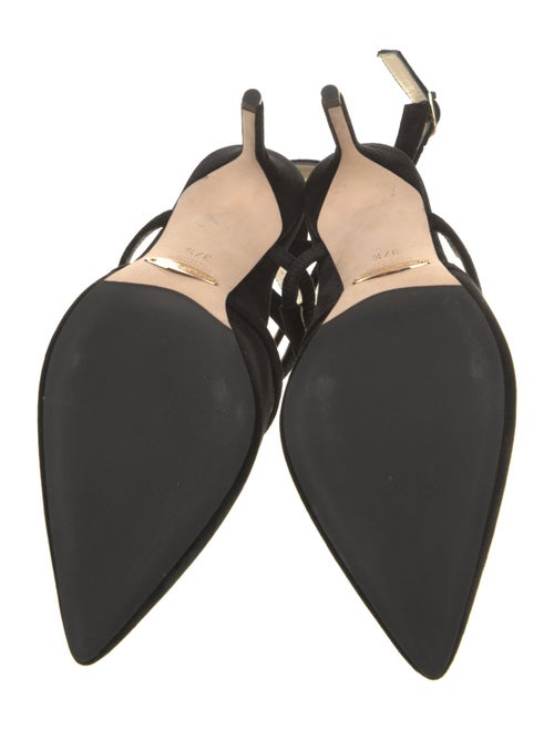 Sarah Flint Velvet Leather Trim Embellishment T-Strap Pumps