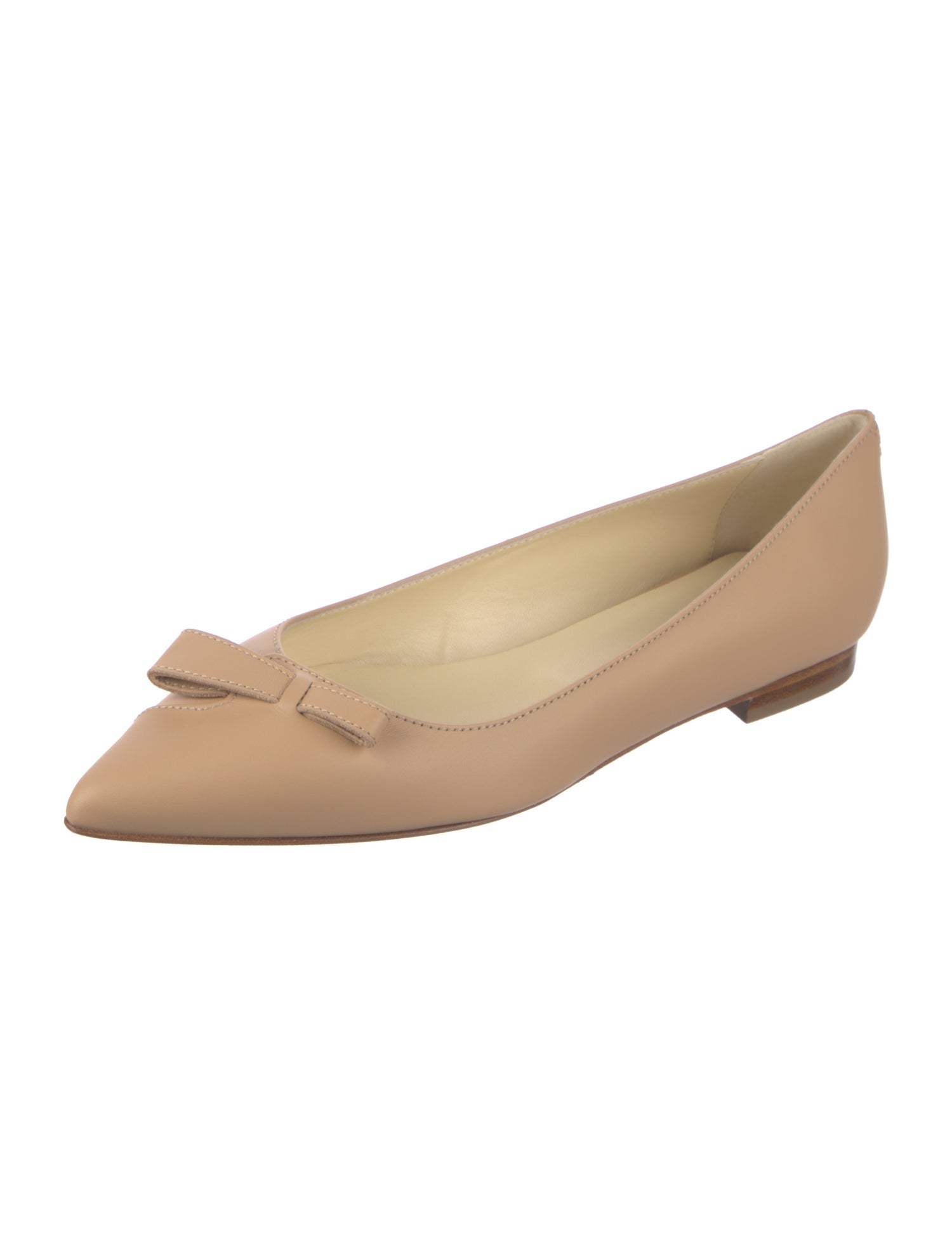 Sarah Flint Leather Bow Accents Ballet Flats