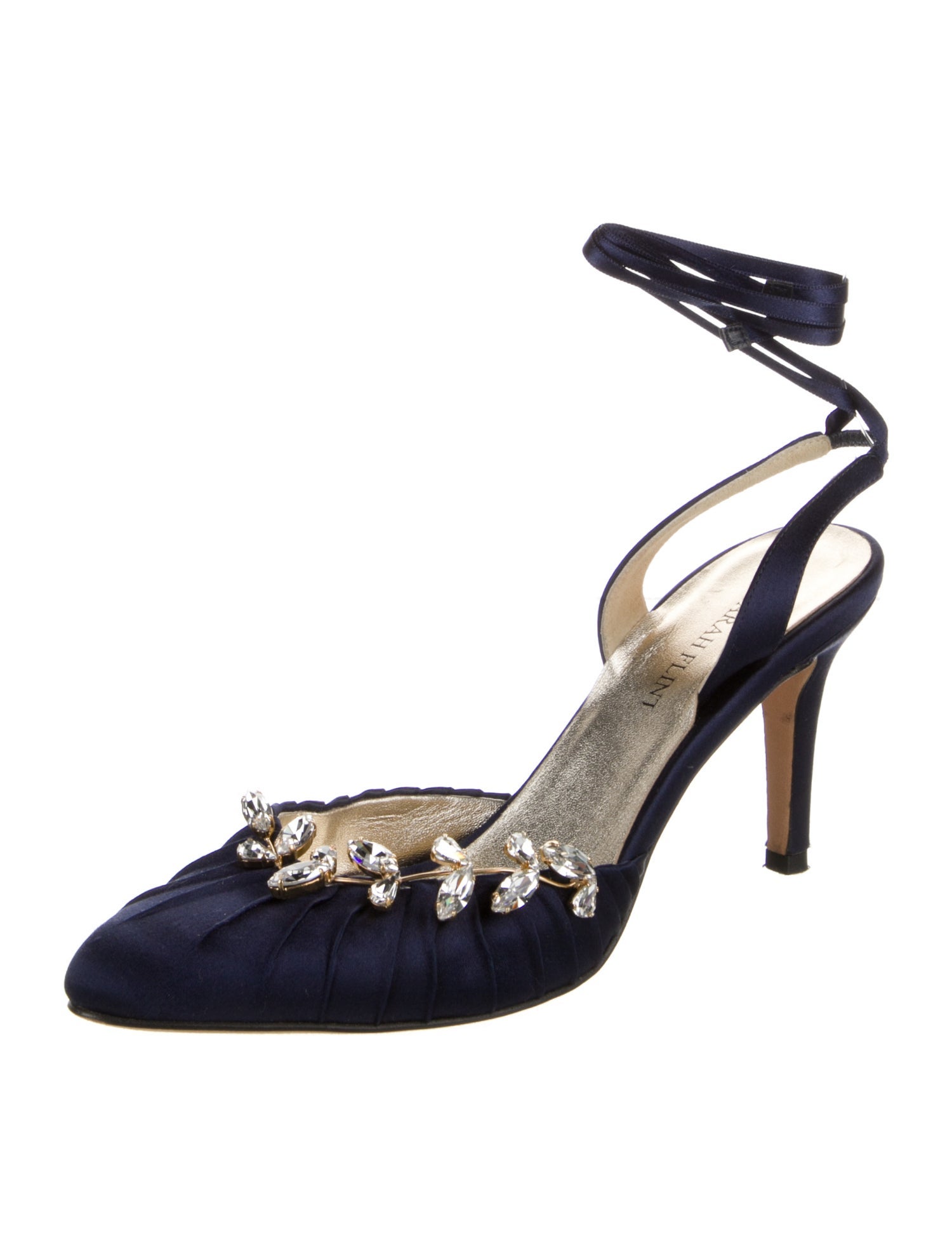 Sarah Flint Satin Crystal Embellishments Slingback Pumps