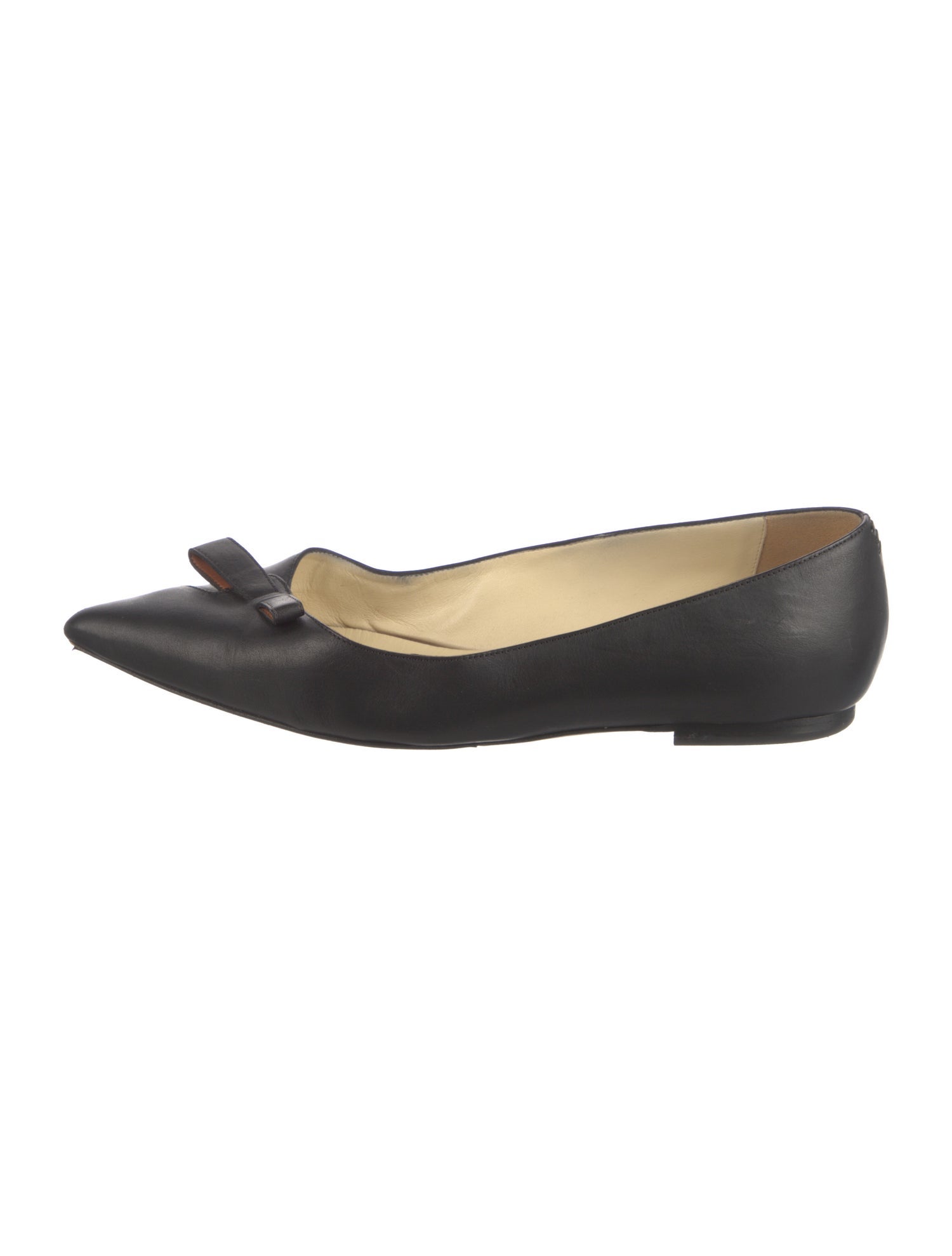 Sarah Flint Leather Bow Accents Ballet Flats