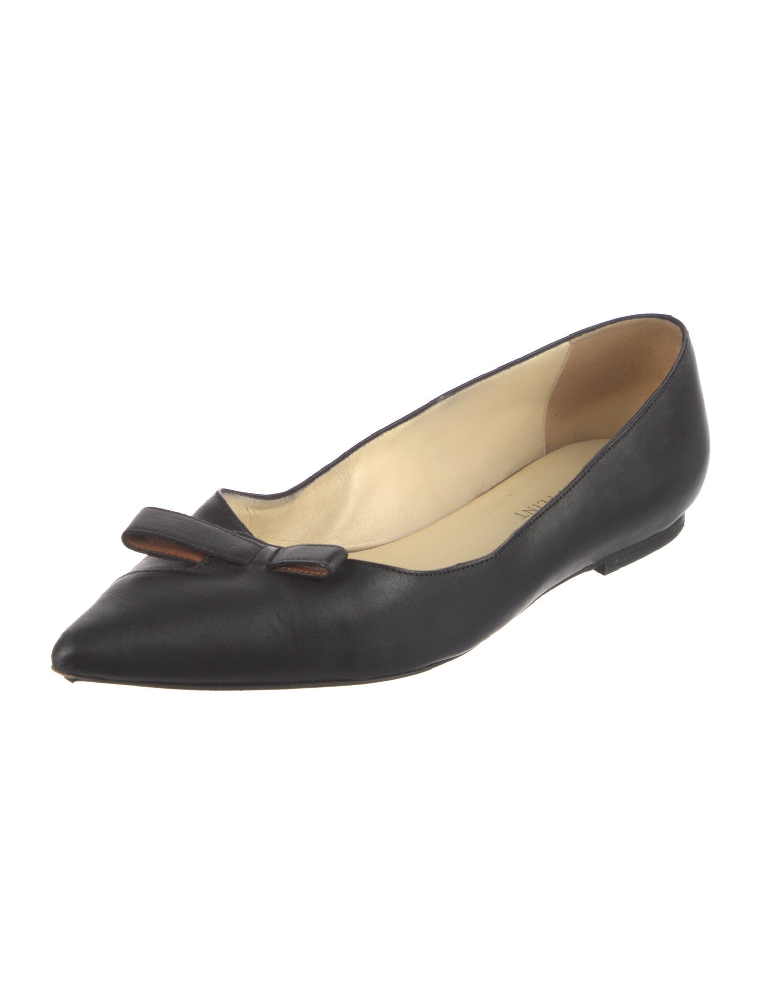 Sarah Flint Leather Bow Accents Ballet Flats