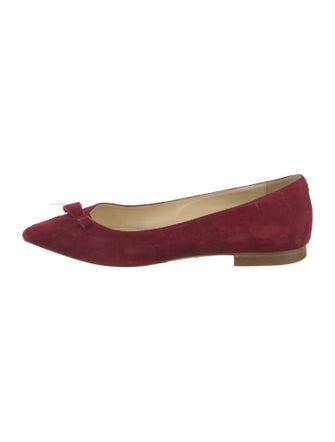 Sarah Flint Suede Bow Accents Ballet Flats