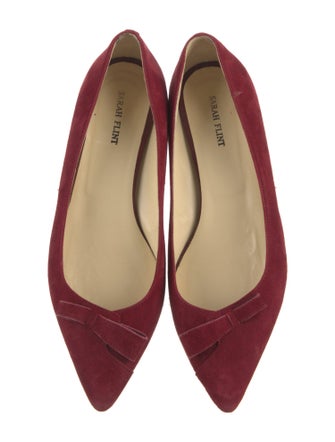 Sarah Flint Suede Bow Accents Ballet Flats