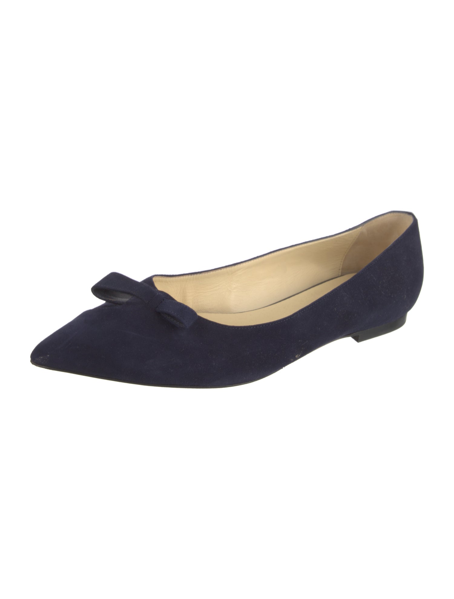 Sarah Flint Suede Bow Accents Ballet Flats