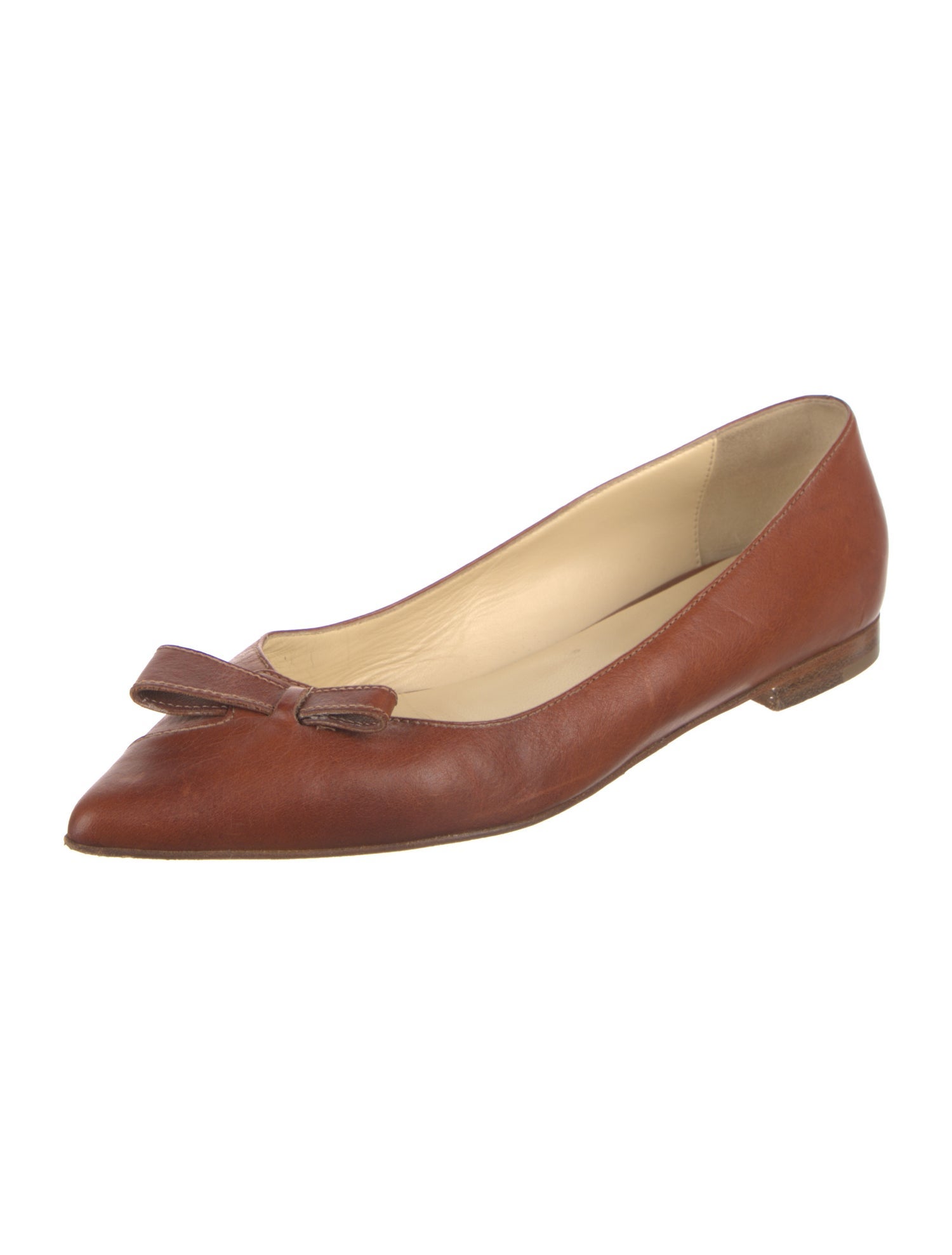 Sarah Flint Leather Bow Accents Ballet Flats