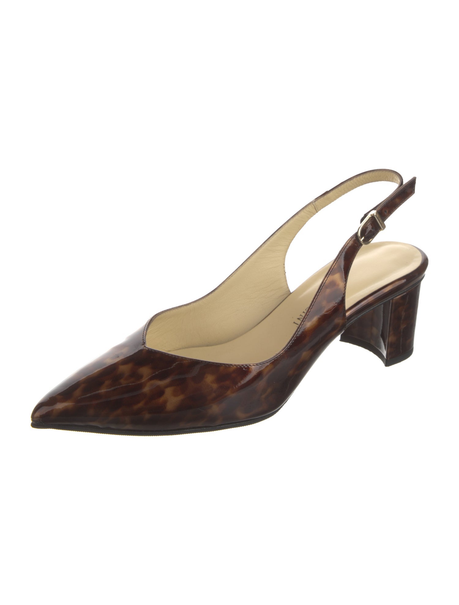 Sarah Flint Patent Leather Animal Print Slingback Pumps