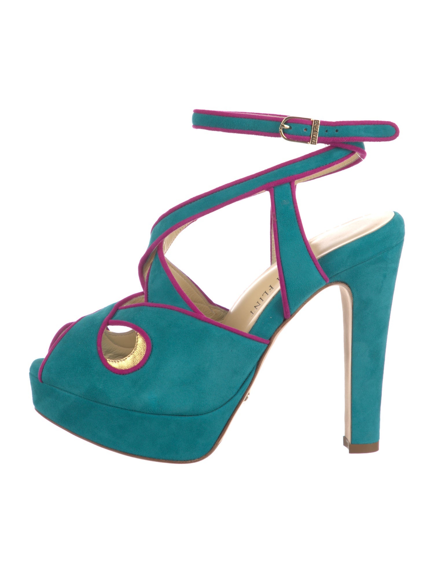 Sarah Flint Leather Colorblock Pattern T-Strap Pumps w/ Tags