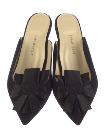Sarah Flint Suede Bow Accents Mules