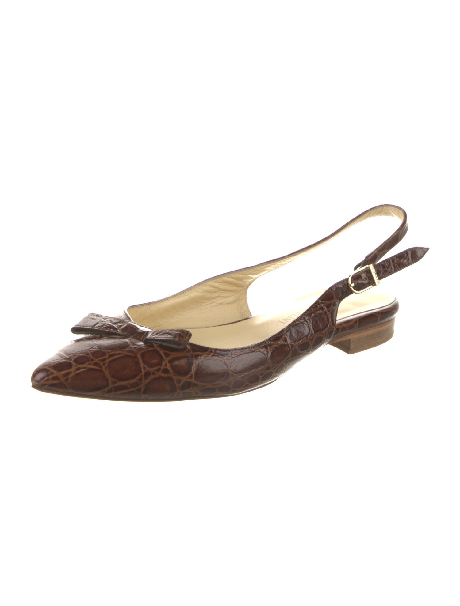 Sarah Flint Leather Animal Print Slingback Flats