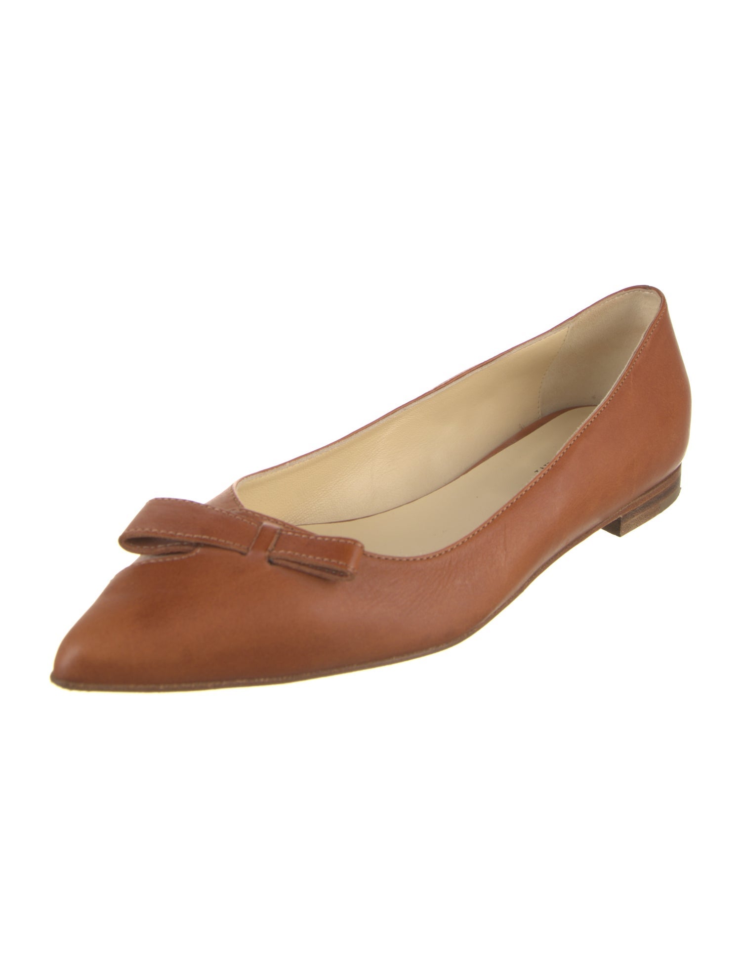 Sarah Flint Leather Bow Accents Ballet Flats