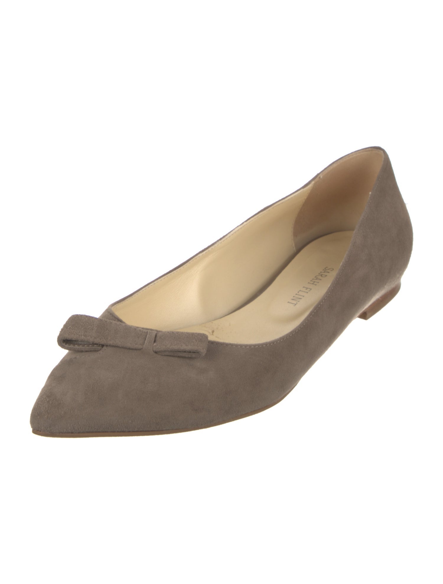 Sarah Flint Suede Bow Accents Ballet Flats