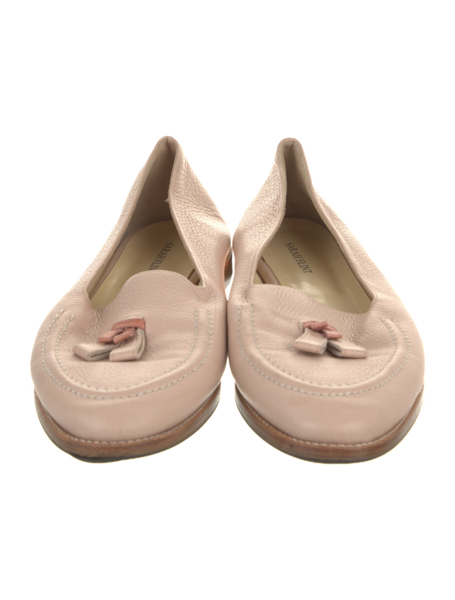 Sarah Flint Leather Bow Accents Ballet Flats