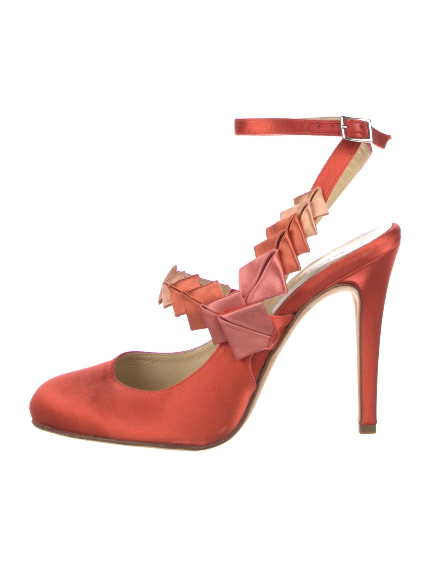 Sarah Flint Satin Colorblock Pattern Slingback Pumps