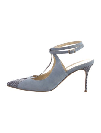 Sarah Flint Suede Animal Print T-Strap Pumps