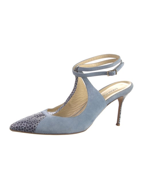 Sarah Flint Suede Animal Print T-Strap Pumps