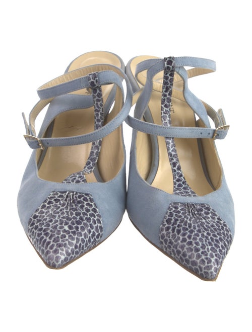 Sarah Flint Suede Animal Print T-Strap Pumps