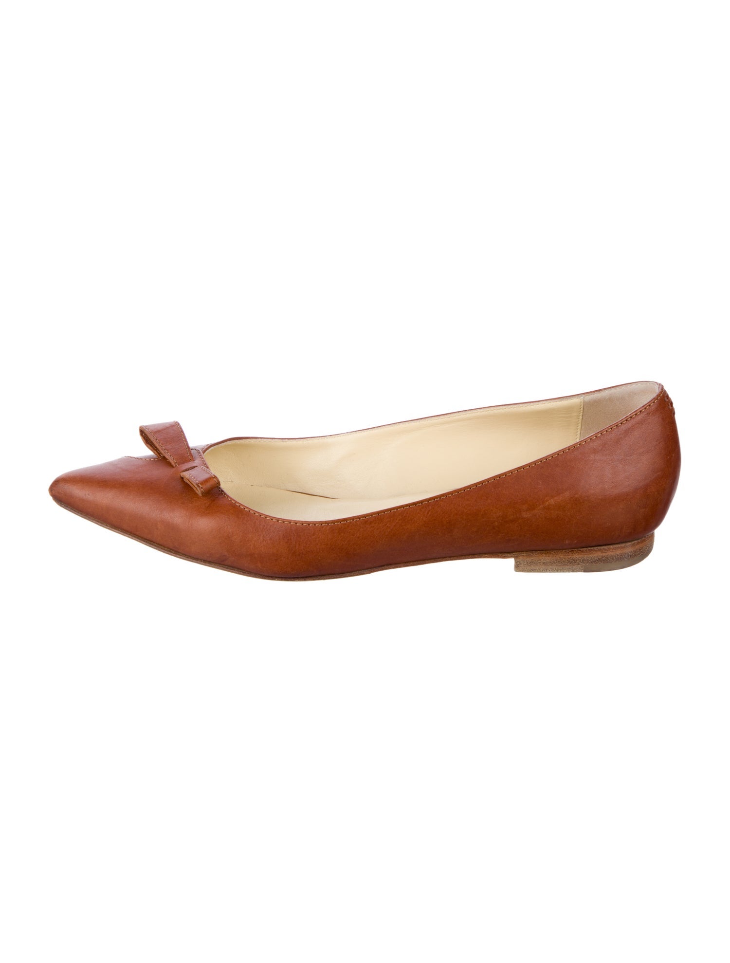 Sarah Flint Leather Bow Accents Ballet Flats