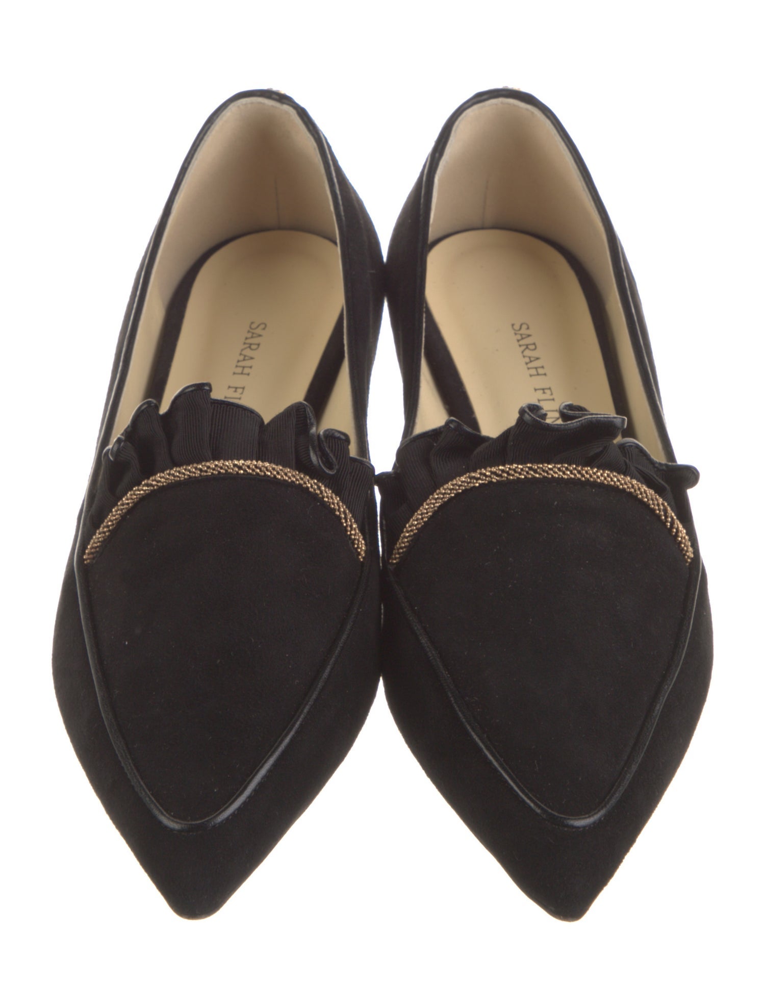 Sarah Flint Suede Grosgrain Trim Loafers