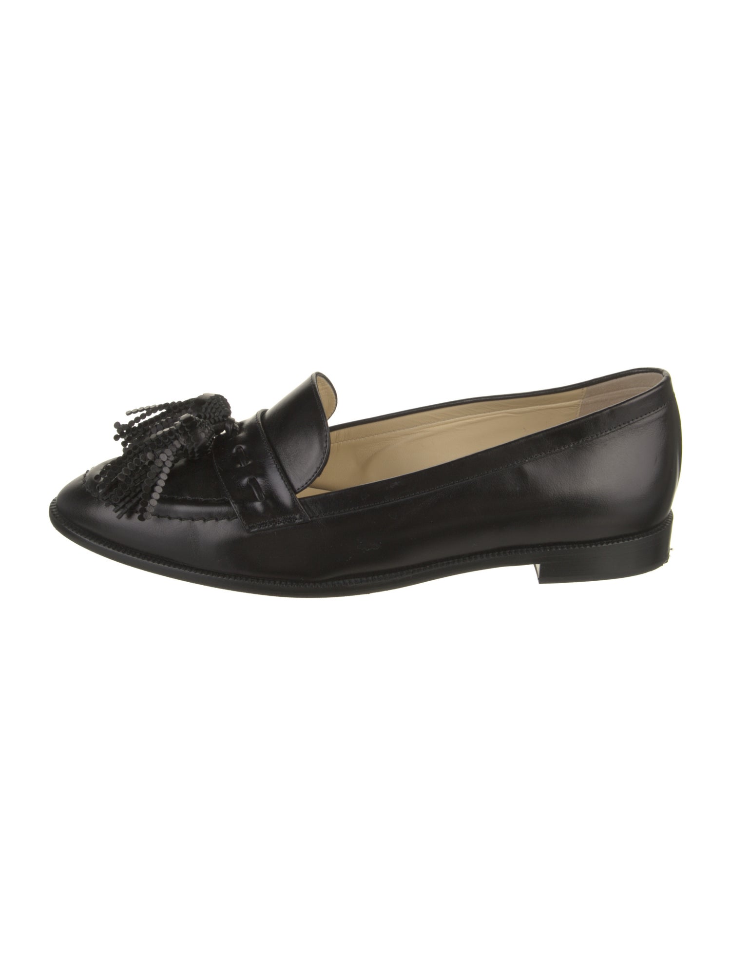 Sarah Flint Leather Tassel Accents Loafers