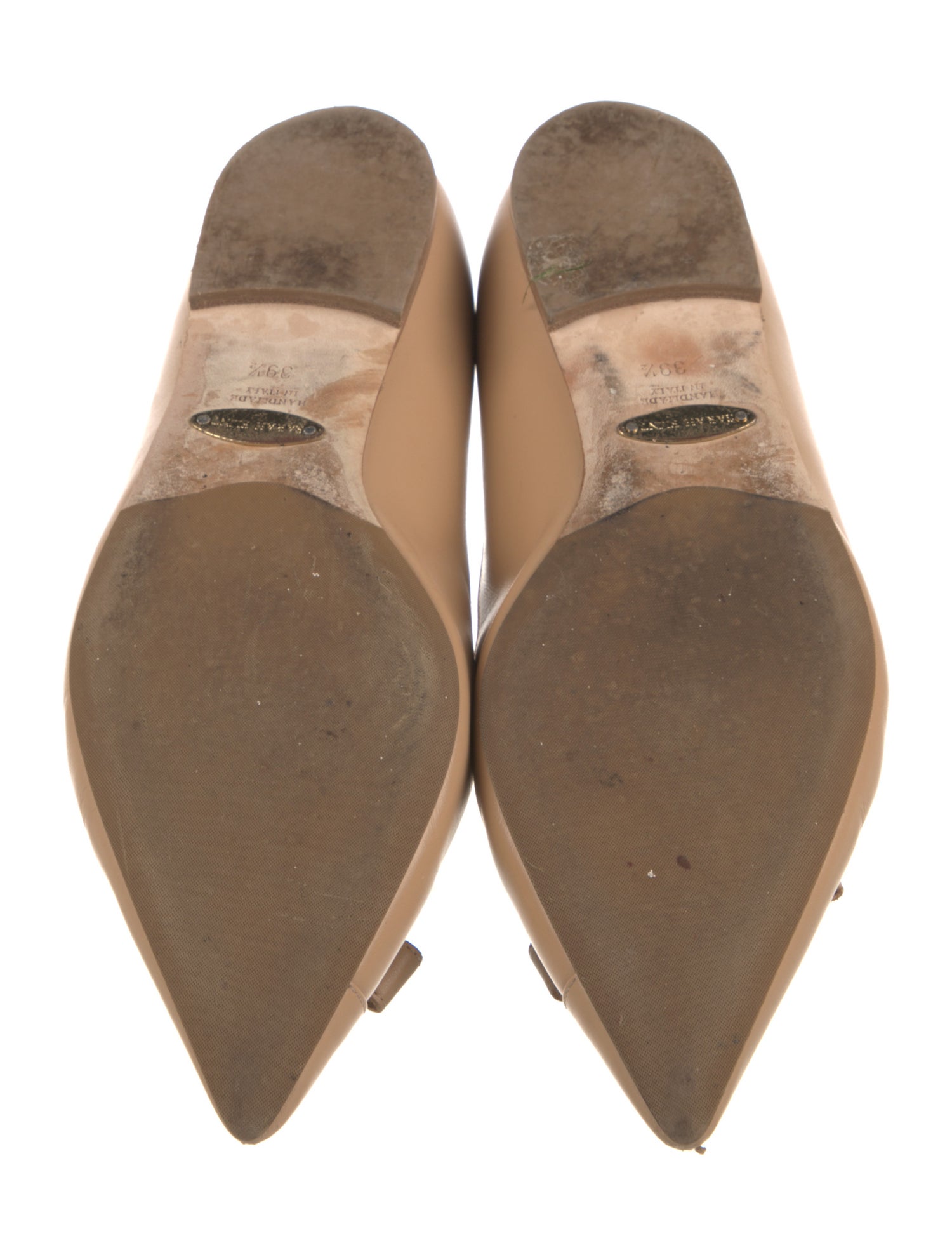 Sarah Flint Leather Bow Accents Ballet Flats