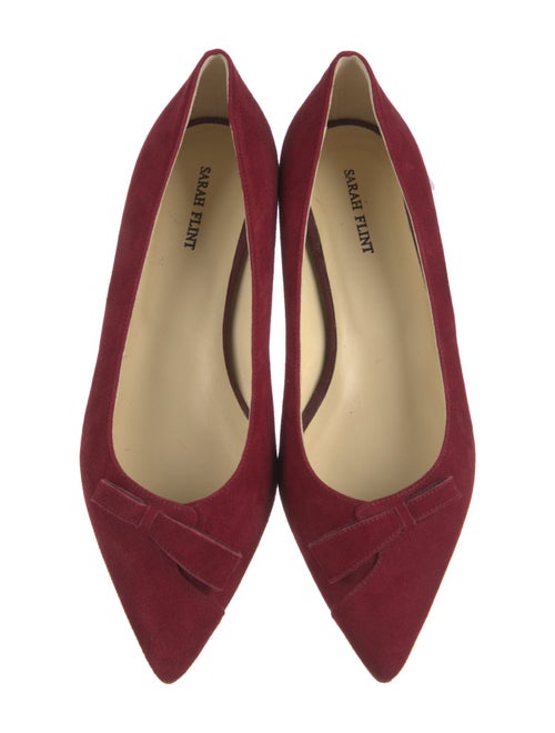 Sarah Flint Suede Bow Accents Ballet Flats