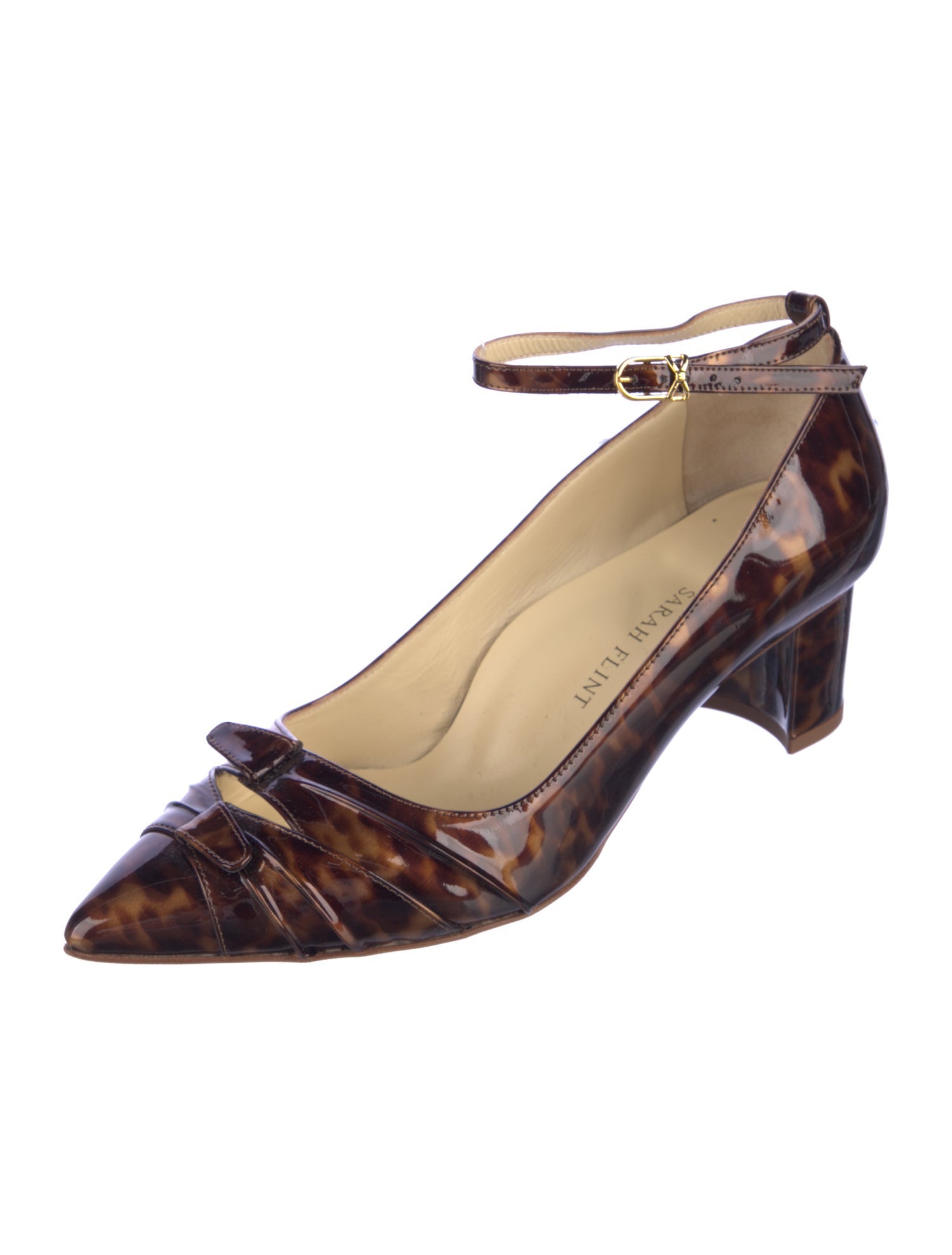 Sarah Flint Patent Leather Animal Print Pumps