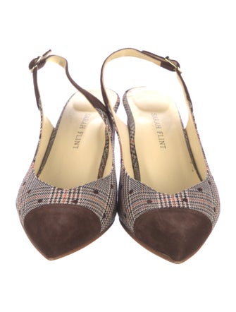 Sarah Flint Suede Printed Slingback Pumps